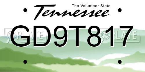 GD9T817 Tennessee License Plate