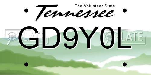 GD9Y0L Tennessee License Plate
