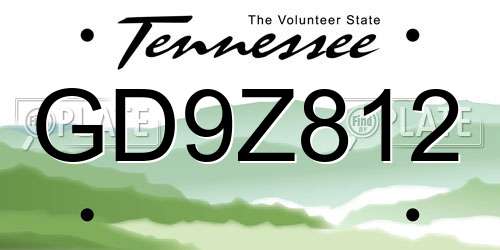 GD9Z812 Tennessee License Plate