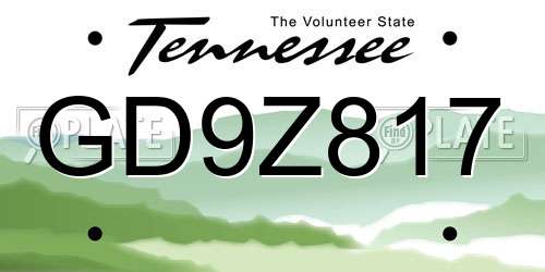 GD9Z817 Tennessee License Plate