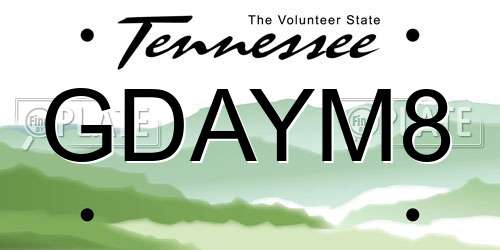 GDAYM8 Tennessee License Plate
