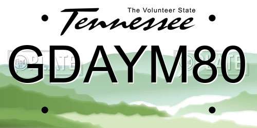 GDAYM80 Tennessee License Plate