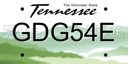 GDG54E Tennessee License Plate