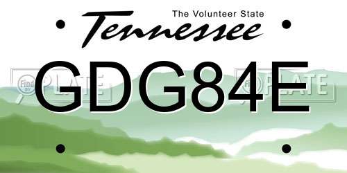 GDG84E Tennessee License Plate