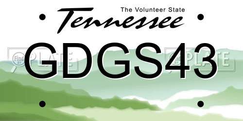 GDGS43 Tennessee License Plate