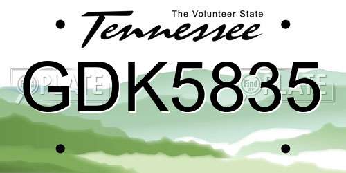 GDK5835 Tennessee License Plate