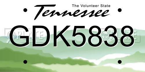 GDK5838 Tennessee License Plate