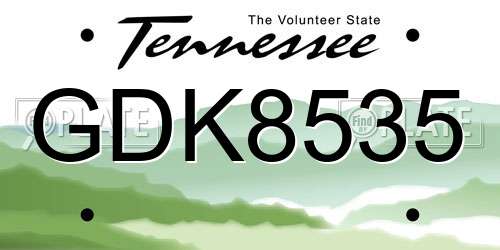 GDK8535 Tennessee License Plate