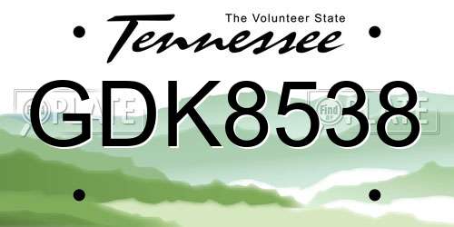 GDK8538 Tennessee License Plate