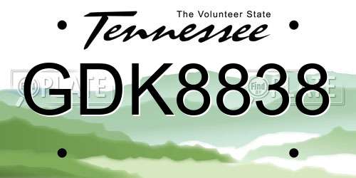 GDK8838 Tennessee License Plate