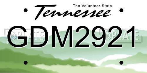 GDM2921 Tennessee License Plate