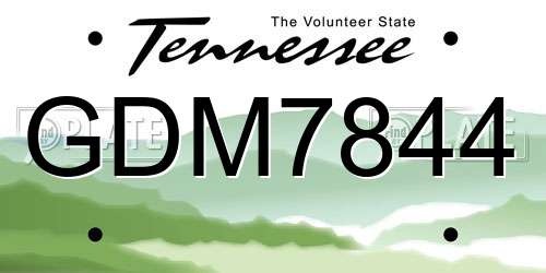 GDM7844 Tennessee License Plate