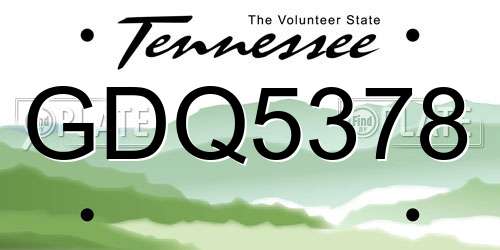 GDQ5378 Tennessee License Plate