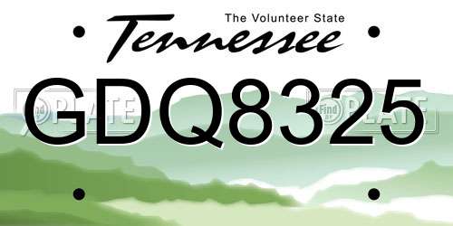 GDQ8325 Tennessee License Plate