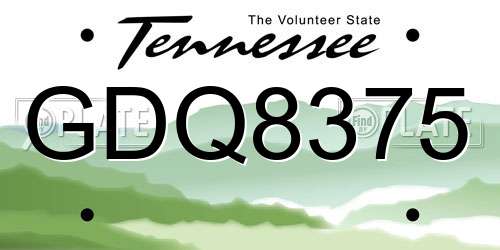 GDQ8375 Tennessee License Plate