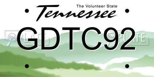 GDTC92 Tennessee License Plate