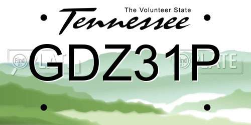 GDZ31P Tennessee License Plate