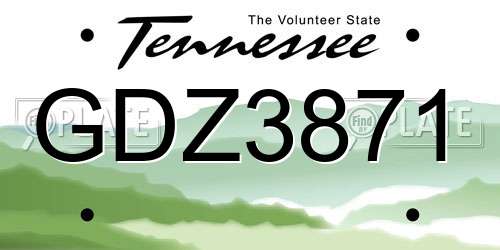 GDZ3871 Tennessee License Plate