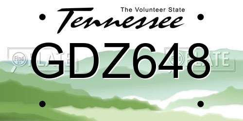 GDZ648 Tennessee License Plate
