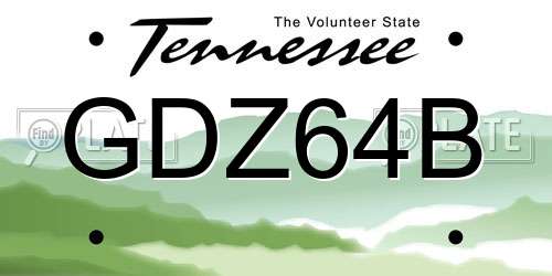 GDZ64B Tennessee License Plate