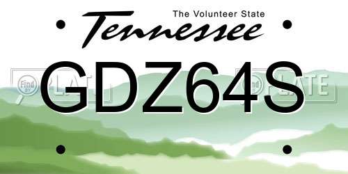 GDZ64S Tennessee License Plate