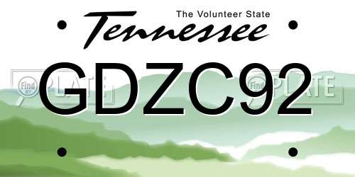 GDZC92 Tennessee License Plate