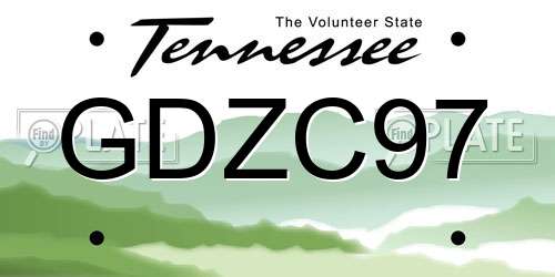 GDZC97 Tennessee License Plate