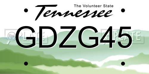 GDZG45 Tennessee License Plate