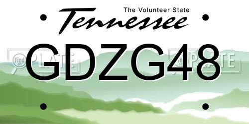 GDZG48 Tennessee License Plate