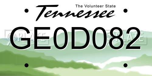 GE0D082 Tennessee License Plate