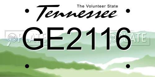 GE2116 Tennessee License Plate
