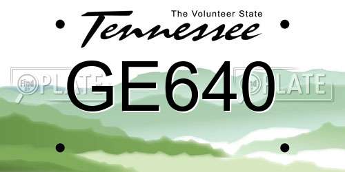 GE640 Tennessee License Plate