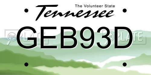 GEB93D Tennessee License Plate