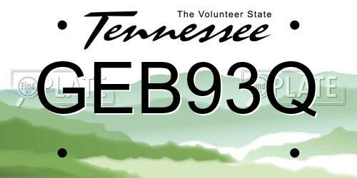 GEB93Q Tennessee License Plate