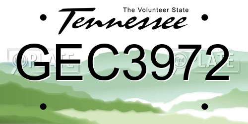 GEC3972 Tennessee License Plate