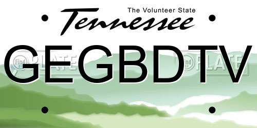 GEGBDTV Tennessee License Plate