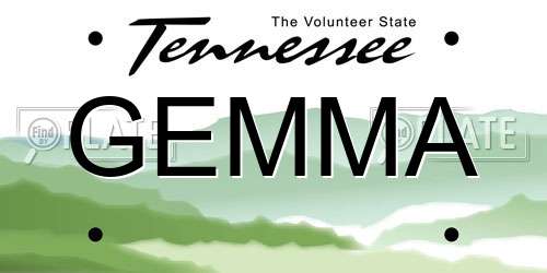 GEMMA Tennessee License Plate