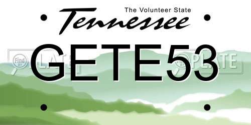GETE53 Tennessee License Plate
