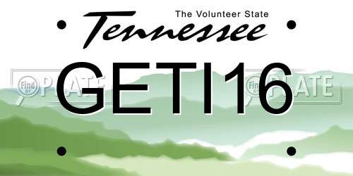 GETI16 Tennessee License Plate