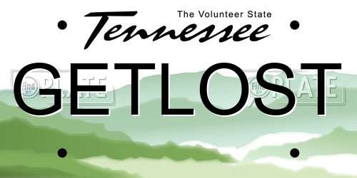 GETLOST Tennessee License Plate