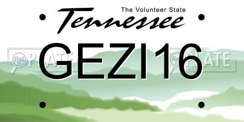 GEZI16 Tennessee License Plate