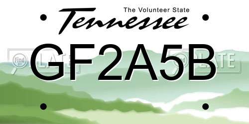GF2A5B Tennessee License Plate