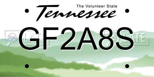 GF2A8S Tennessee License Plate