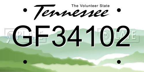 GF34102 Tennessee License Plate
