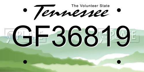 GF36819 Tennessee License Plate