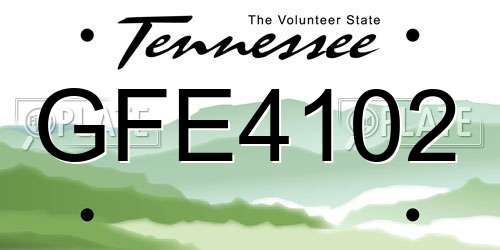 GFE4102 Tennessee License Plate
