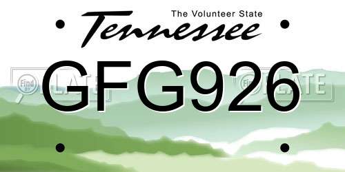 GFG926 Tennessee License Plate