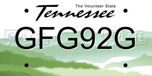 GFG92G Tennessee License Plate