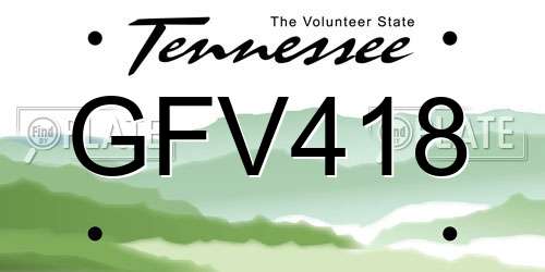 GFV418 Tennessee License Plate