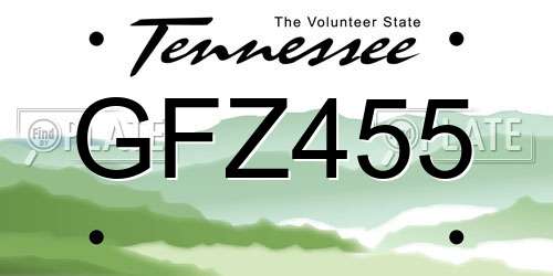 GFZ455 Tennessee License Plate